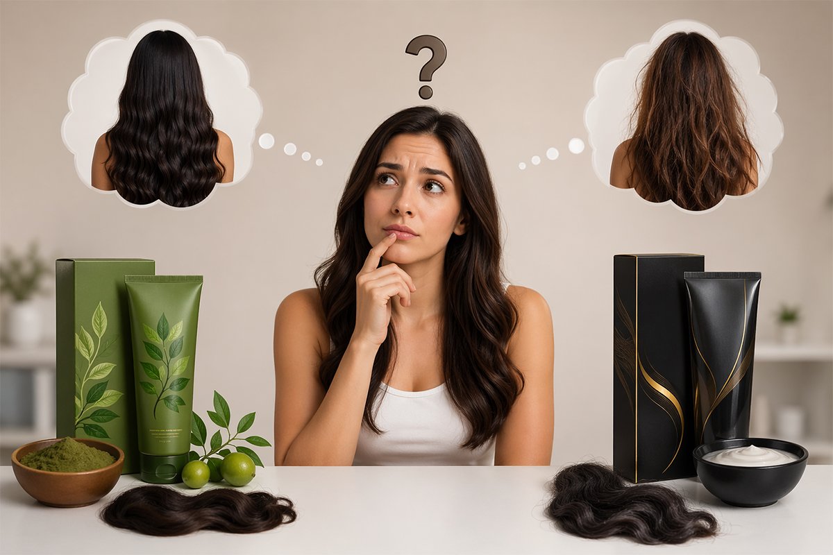 Hair treatment for hair growth using plant-based dye"